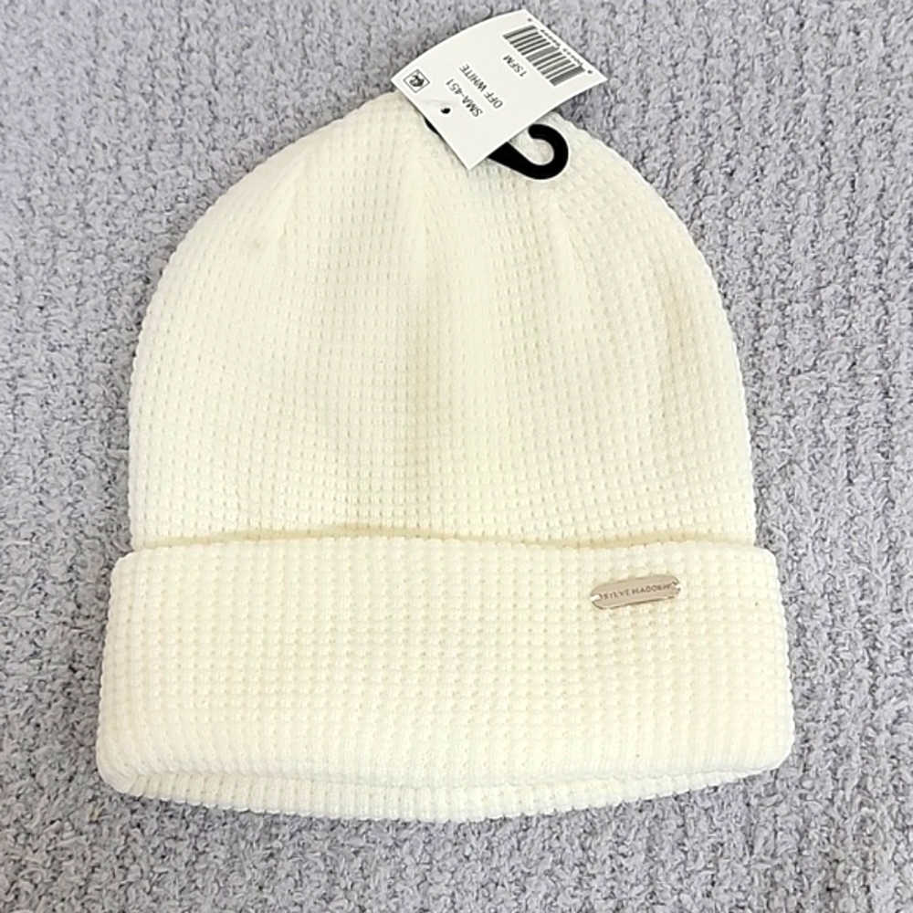 Steve Madden Thermal Knit Hat One Size Fits Most Off White 💥NWT🥳 - Picture 1 of 4